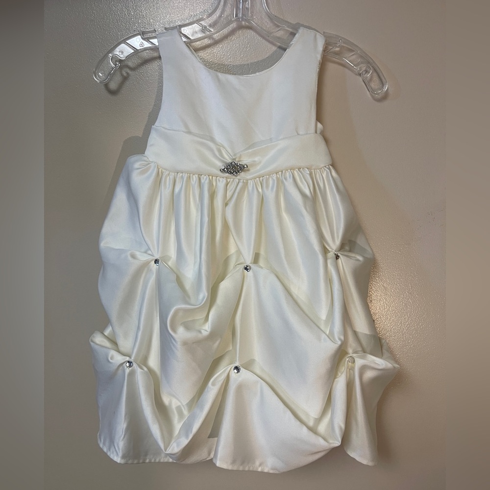 NEW Katie M. NEW Flower Girl Wedding Formal Dress Ivory Satin Sz 8 Partial Tag